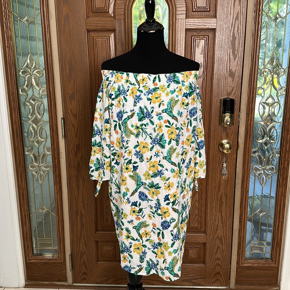 007 Old Navy Floral & Bird Tropical Print Dress